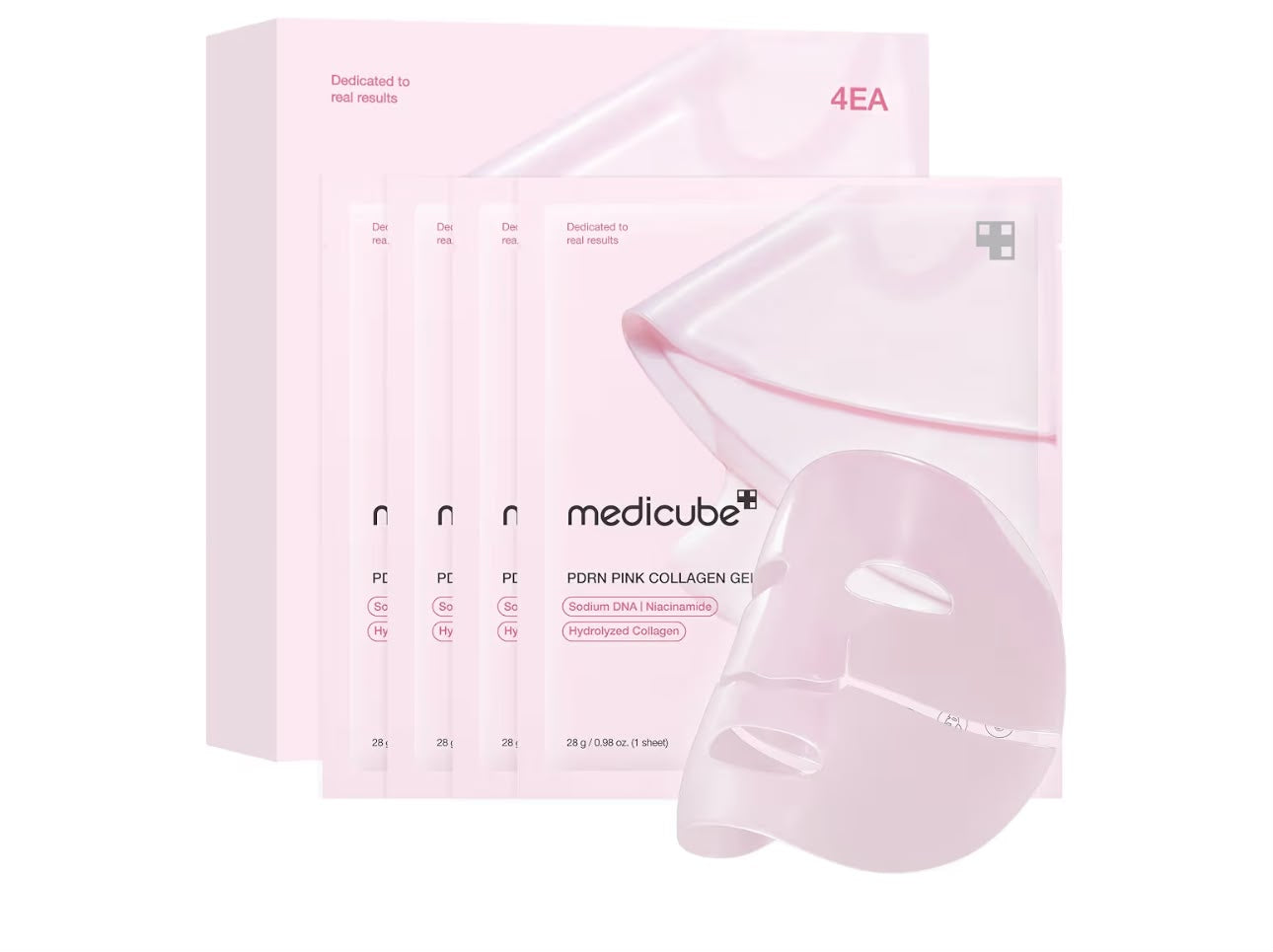 Máscarilla de gel de jalea de colágeno rosa con ADN de salmón y PDRN x4 Medicube